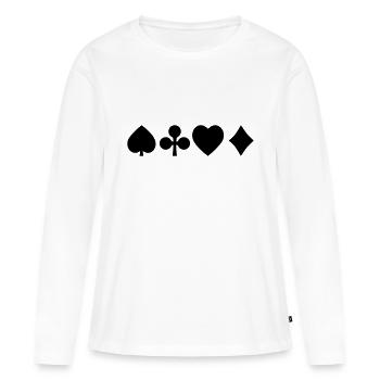 coeur Spades transversale de diamant - jeu de - T-shirt manches longues Premium bio Femme - blanc - Devant - Julia (174cm)