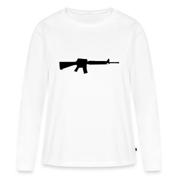 Vector Gun Silhouette - T-shirt manches longues Premium bio Femme - blanc - Devant - Julia (174cm)