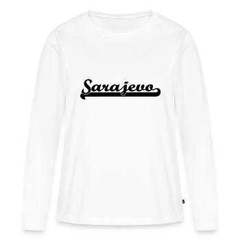 écrit Sarajevo - T-shirt manches longues Premium bio Femme - blanc - Devant - Julia (174cm)