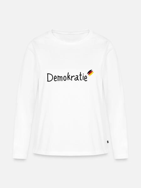 Demokratie - Frauen Premium Bio Langarmshirt - Weiß