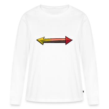 Pfeil nach rechts und links - Frauen Premium Bio Langarmshirt - Weiß - Vorne - Julia (174cm)