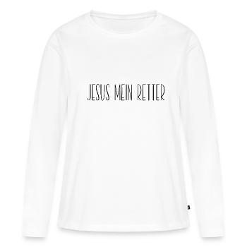 Jésus mon Sauveur - T-shirt manches longues Premium bio Femme - blanc - Devant - Julia (174cm)