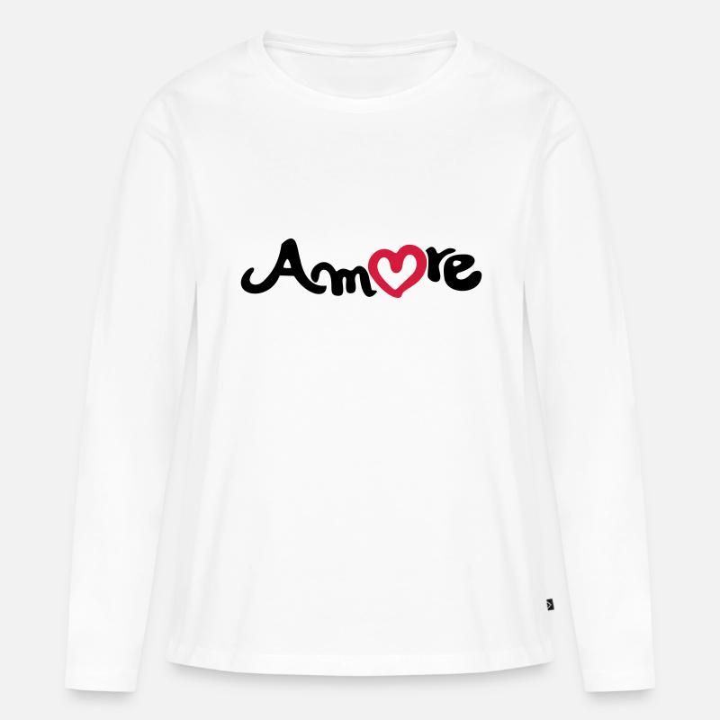 amore - Frauen Premium Bio Langarmshirt - Weiß