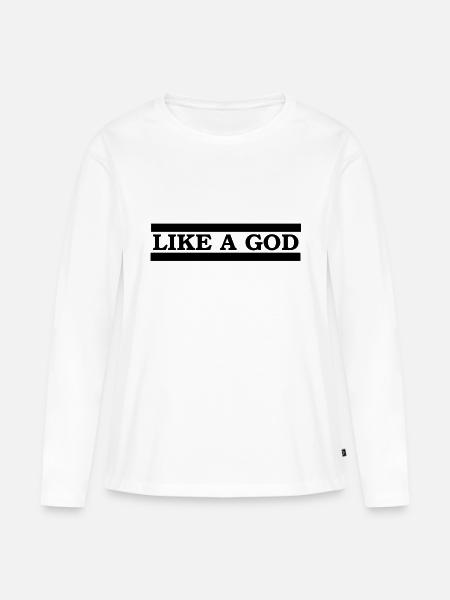 like a god - Frauen Premium Bio Langarmshirt - Weiß