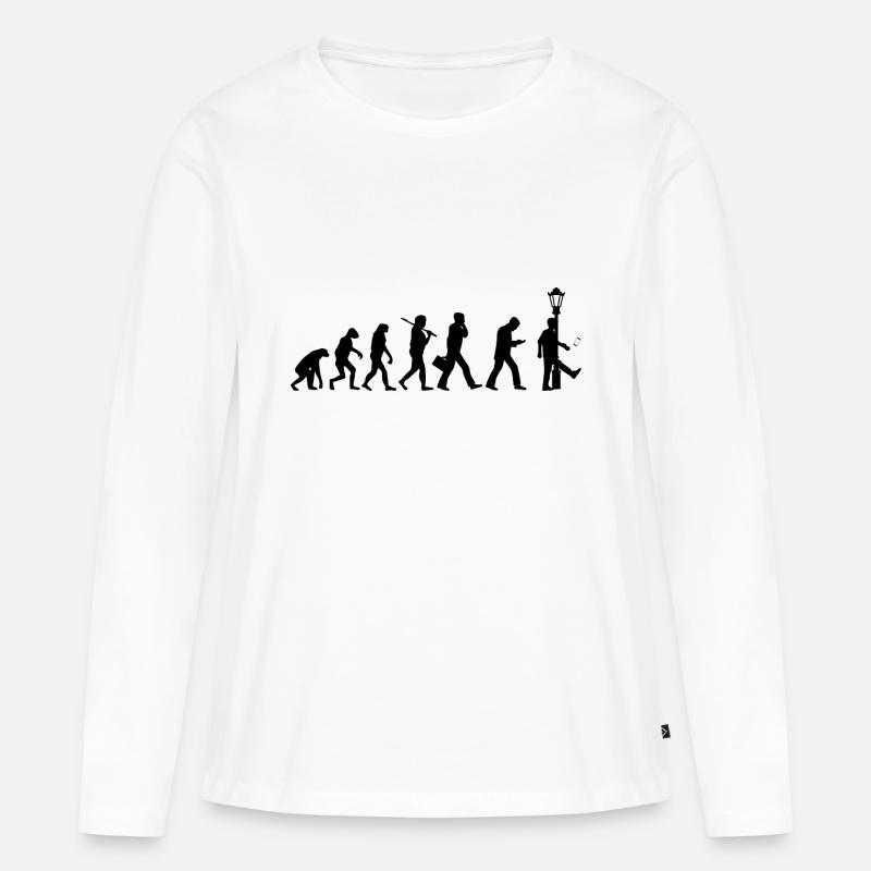Evolution Smartphone - Lustiges Motiv - Frauen Premium Bio Langarmshirt - Weiß