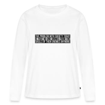 boissons de crânes ennemis - T-shirt manches longues Premium bio Femme - blanc - Devant - Julia (174cm)
