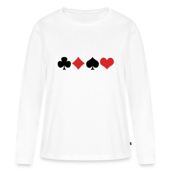 Cards 2 - T-shirt manches longues Premium bio Femme - blanc - Devant - Julia (174cm)