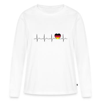 Deutschland Flagge Herzschlag - Nation - Germany - Frauen Premium Bio Langarmshirt - Weiß - Vorne - Julia (174cm)