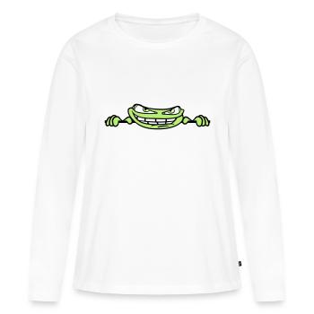 masquer texte texte écrire mur mur meme g - T-shirt manches longues Premium bio Femme - blanc - Devant - Julia (174cm)