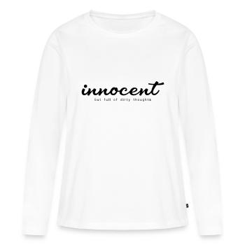 Innocent mais plein de pensées sales - T-shirt manches longues Premium bio Femme - blanc - Devant - Julia (174cm)