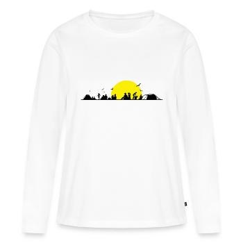 Freizeit - Zelten - Frauen Premium Bio Langarmshirt - Weiß - Vorne - Julia (174cm)