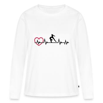 Gymnastique battement de cœur, gymnastique + ECG cardiaque - T-shirt manches longues Premium bio Femme - blanc - Devant - Julia (174cm)