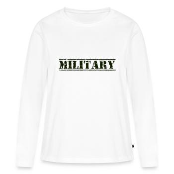 Militaire - T-shirt manches longues Premium bio Femme - blanc - Devant - Julia (174cm)