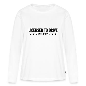 Permis de conduire en 1982 - T-shirt manches longues Premium bio Femme - blanc - Devant - Julia (174cm)