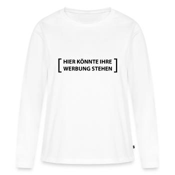 Hier könnte ihre Werbung - Frauen Premium Bio Langarmshirt - Weiß - Vorne - Julia (174cm)