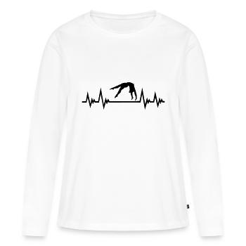 Gymnase ECG battement de cœur, gymnase Pouls - T-shirt manches longues Premium bio Femme - blanc - Devant - Julia (174cm)