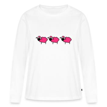 Troupeau de moutons - T-shirt manches longues Premium bio Femme - blanc - Devant - Julia (174cm)