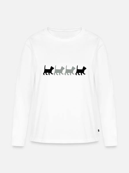 Kleine Katzen gehen - Frauen Premium Bio Langarmshirt - Weiß