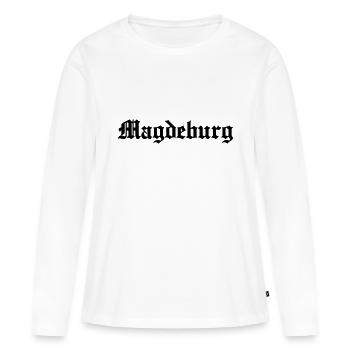 Magdeburg - Frauen Premium Bio Langarmshirt - Weiß - Vorne - Julia (174cm)