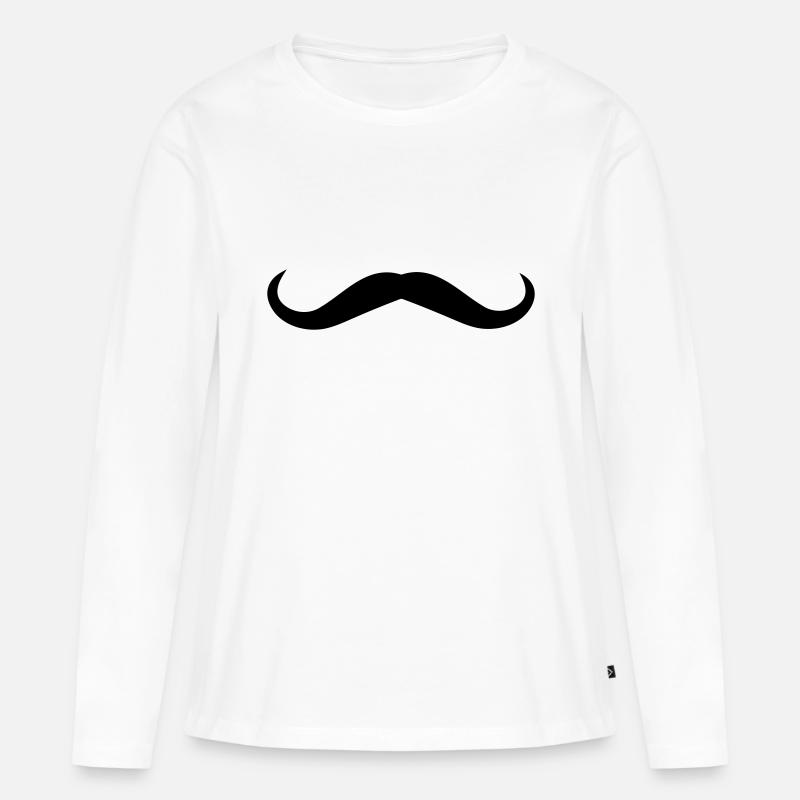 Schnurrbart - Frauen Premium Bio Langarmshirt - Weiß