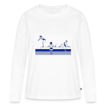 by the pool - Women's Premium Organic Long Sleeve Shirt - white - Front - Julia (174cm)