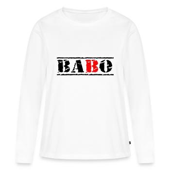 stempel babo noir rouge - T-shirt manches longues Premium bio Femme - blanc - Devant - Julia (174cm)