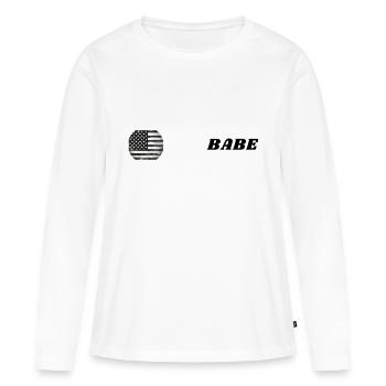 Vintage Stars, Stripes and BABE - Frauen Premium Bio Langarmshirt - Weiß - Vorne - Julia (174cm)