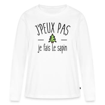 Je peux pas je fais le sapin - T-shirt manches longues Premium bio Femme - blanc - Devant - Julia (174cm)