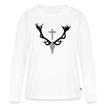 Insigne de chasse - T-shirt manches longues Premium bio Femme - blanc - Devant - Julia (174cm)