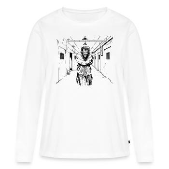 Batman Crazy Joker Zwangsjacke - Frauen Premium Bio Langarmshirt - Weiß - Vorne - Julia (174cm)