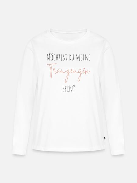 Moechtest du meine Trauzeugin sein? - Frauen Premium Bio Langarmshirt - Weiß