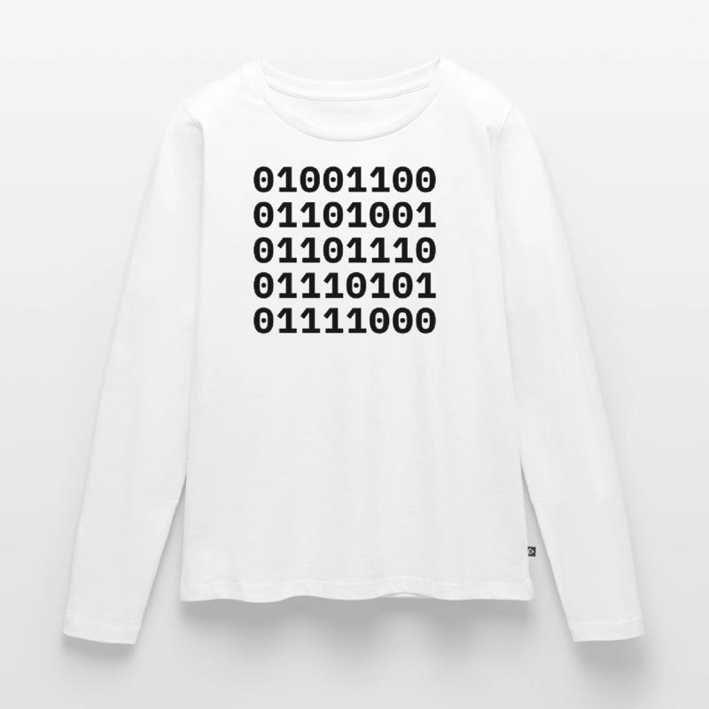 "LINUX" in binary code. Women's Premium Organic Long Sleeve Shirt