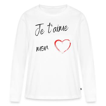 Je t aime mon coeur - T-shirt manches longues Premium bio Femme - blanc - Devant - Julia (174cm)