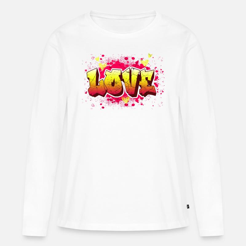 Liebe Graffiti - Frauen Premium Bio Langarmshirt - Weiß