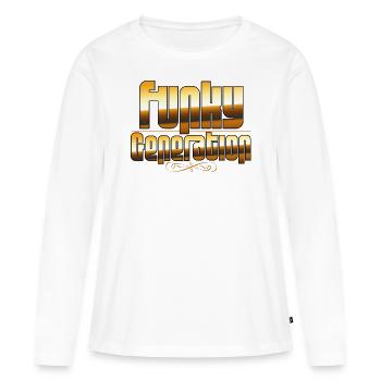 Funky Génération - T-shirt manches longues Premium bio Femme - blanc - Devant - Julia (174cm)