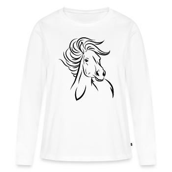 Cheval cheval - T-shirt manches longues Premium bio Femme - blanc - Devant - Julia (174cm)