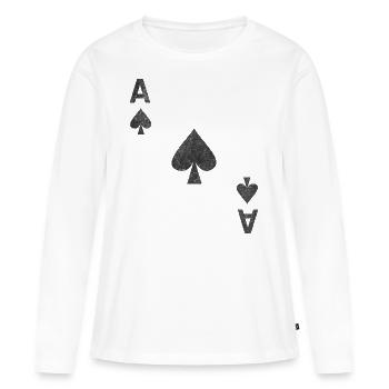 Costume de poker As de pique - T-shirt manches longues Premium bio Femme - blanc - Devant - Julia (174cm)