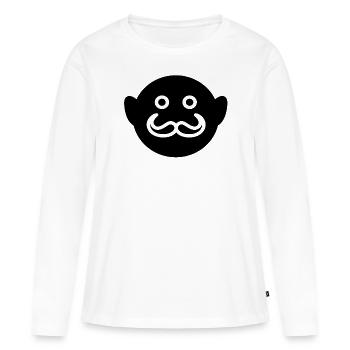 Moustache visage - T-shirt manches longues Premium bio Femme - blanc - Devant - Julia (174cm)