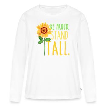 Be Proud Stand Tall Summer Tournesol Mesdames - T-shirt manches longues Premium bio Femme - blanc - Devant - Julia (174cm)