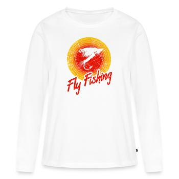 Fliegenfisher Fliegen Forellen Angler - Frauen Premium Bio Langarmshirt - Weiß - Vorne - Julia (174cm)