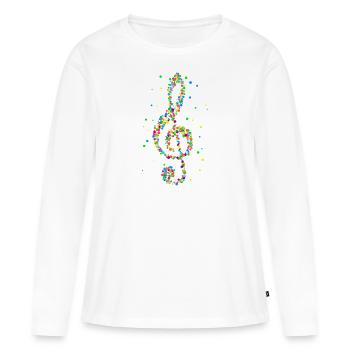 Musique clé de sol musicien clé de sol - T-shirt manches longues Premium bio Femme - blanc - Devant - Julia (174cm)