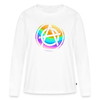 Anarchiste coloré symbole punk logo anarchistes - T-shirt manches longues Premium bio Femme - blanc - Devant - Julia (174cm)