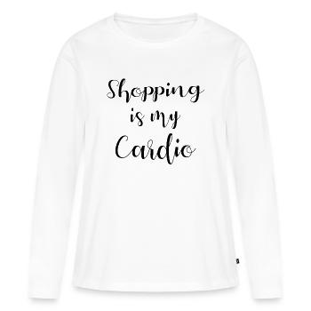 Shopping is my cardio - T-shirt manches longues Premium bio Femme - blanc - Devant - Julia (174cm)