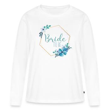 Blue Flowers - Bride to be - Women's Premium Organic Long Sleeve Shirt - white - Front - Julia (174cm)