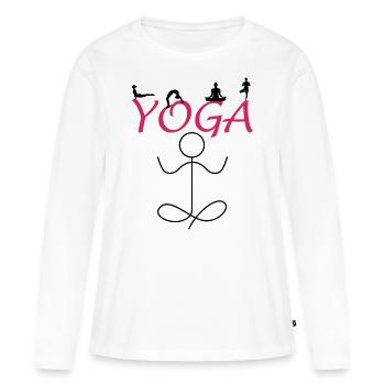 Yoga - T-shirt manches longues Premium bio Femme - blanc - Devant - Julia (174cm)