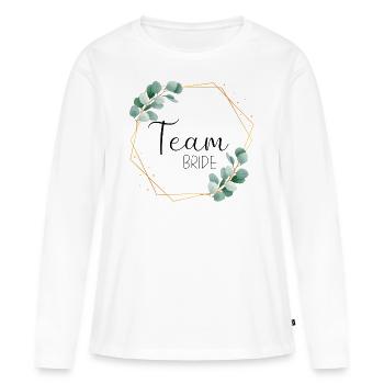 Feuilles d’eucalyptus - Team Bride - 11 - T-shirt manches longues Premium bio Femme - blanc - Devant - Julia (174cm)