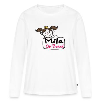 Mila à bord - T-shirt manches longues Premium bio Femme - blanc - Devant - Julia (174cm)