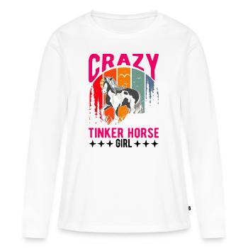Crazy Tinker Horse Girl Irish Tinker - Women's Premium Organic Long Sleeve Shirt - white - Front - Julia (174cm)