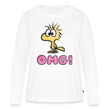 Peanuts Woodstock OMG Oh Mein Gott - Frauen Premium Bio Langarmshirt - Weiß - Vorne - Julia (174cm)