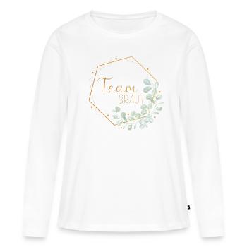 Eukalyptus Herz Mint - Team Braut - 3 - Frauen Premium Bio Langarmshirt - Weiß - Vorne - Julia (174cm)